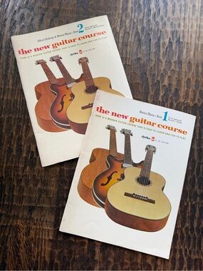 The New Guitar Course Books 1 & 2 D'Auberge Manus Workbook Instruction Music Vtg